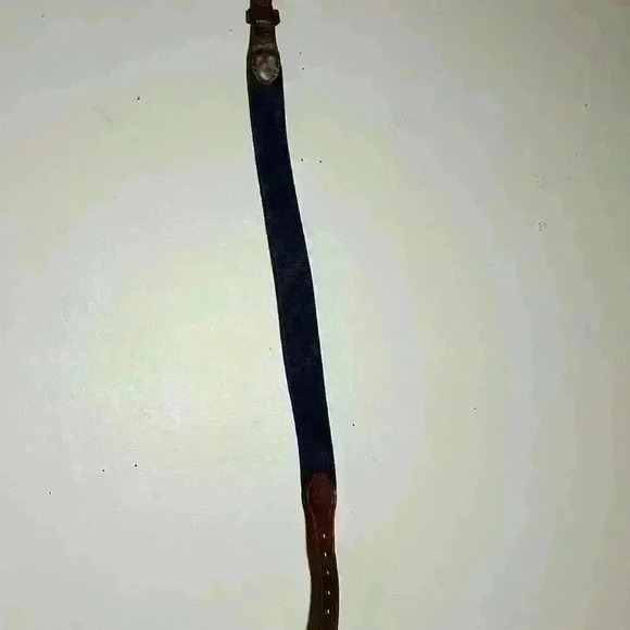 Boys Golf Belt Size 20 (5-6 year old) Leather Canvas Navy Golfer Brass Buckle - Picture 5 of 8